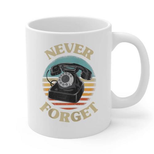 Retro Phone Never Forget Nostalgia Vintage Raglan Baseball Tee Graphic Print Coffee Mug - Figerry