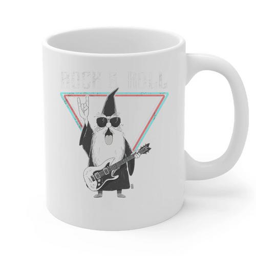 Rock & Roll Wizard Music Nostalgia Premium Tri-Blend Graphic Print Coffee Mug - Figerry