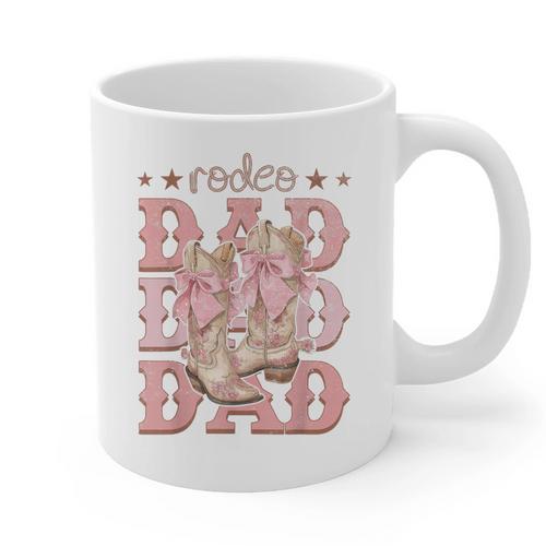 Rodeo Dad Pink Boots Coquette Cow-Girl Birthday Party Graphic Print Coffee Mug - Father's Day Fun