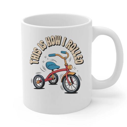 This How I Rolled Retro Tricycle 80s 90s Kid Nostalgia Premium Tri-Blend Graphic Print Coffee Mug - Figerry