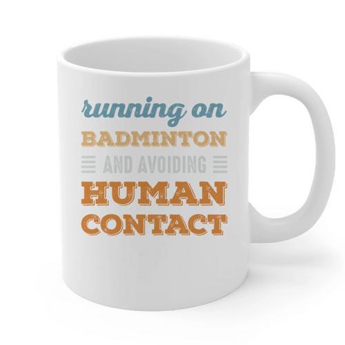 Running On Badminton Social Introvert Humor Vintage Graphic Print Coffee Mug - Raresse