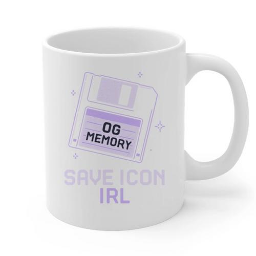 Save Icon IRL Retro Tech Humor Floppy Disk 90s Nostalgia Graphic Print Coffee Mug - Figerry