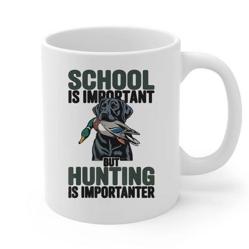 School Important But Hunting Is Importanter Dad Graphic Print Coffee Mug - Father's Day Fun