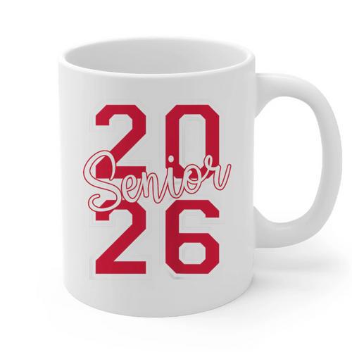 Senior 2026 Graduation Varsity Red Letters On The Back Graphic Print Coffee Mug - Best Gift Smart