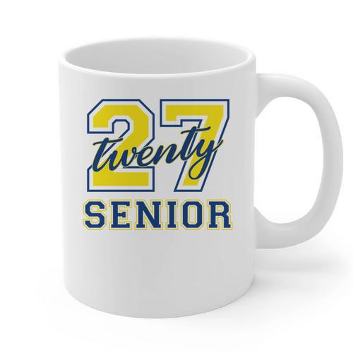 Senior Class Of 2027 Graduation Yellow And Blue On The Back Premium Tri-Blend Graphic Print Coffee Mug - Best Gift Smart