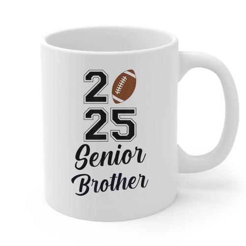 Senior Football Brother Class Of 2025 Graduation Graduate Graphic Print Coffee Mug - Best Gift Smart