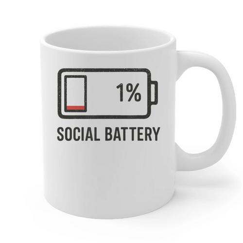 Social Battery 1 Shirt Introvert Anti Social Tee Gif Graphic Print Coffee Mug - Raresse
