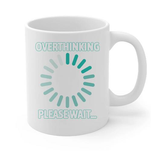 Social Introvert's Overthinking Please Wait Awkward Humor Graphic Print Coffee Mug - Raresse