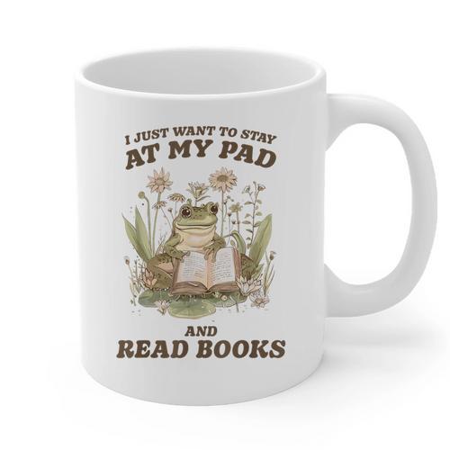 Stay At My Pad And Read Books Frog Introvert Reading Graphic Print Coffee Mug - Raresse