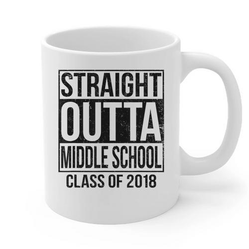 Straight Outta Middle School Graduation Graphic Print Coffee Mug - Best Gift Smart