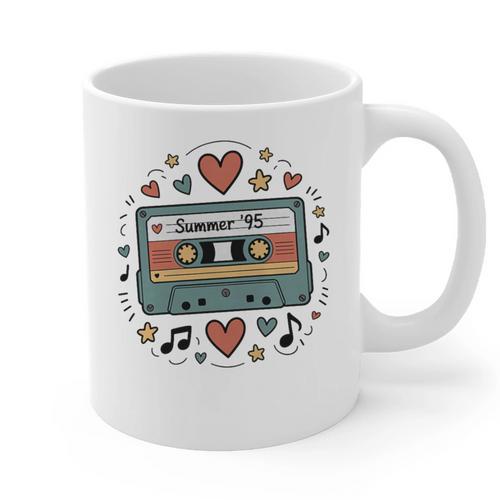 Summer ’95 Retro Cassette Tape Nostalgia Music Lover Premium Tri-Blend Graphic Print Coffee Mug - Figerry