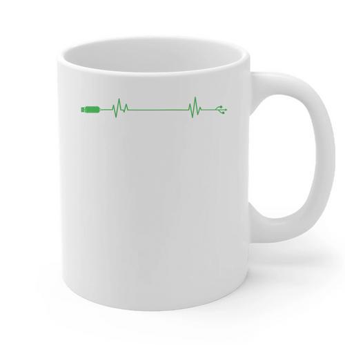 USB Stick Heartbeat Line Memory Module Raglan Baseball Tee Graphic Print Coffee Mug - Easessy