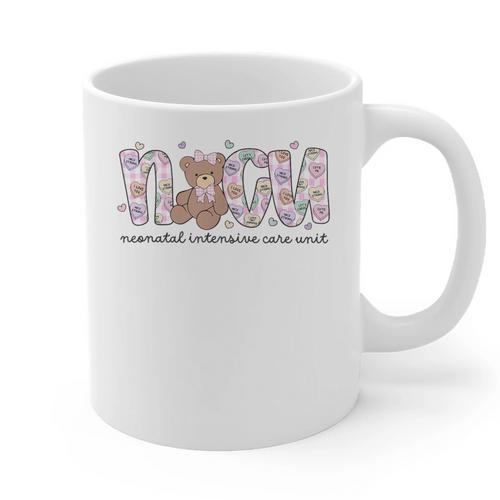 Valentines Day NICU Nurse Cute Bear Neonatal ICU Graduation Graphic Print Coffee Mug - Best Gift Smart