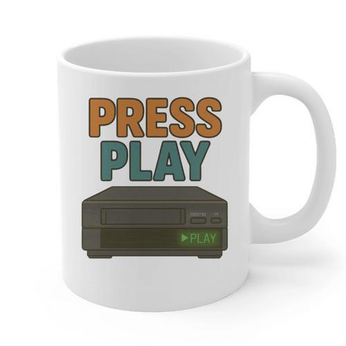 VHS Cassette Retro Analog Nostalgia Theme Graphic Print Coffee Mug - Figerry