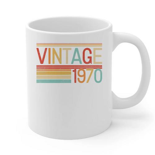 Vintage 1970 Birthday Retro Style 70's Born Nostalgia Party Premium Tri-Blend Graphic Print Coffee Mug - Figerry