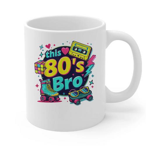 Vintage 80s Bro Eighties Party Costume 80s Nostalgia Graphic Print Coffee Mug - Figerry