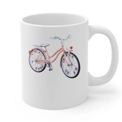 Vintage Bicycle With Playing Cards Nostalgia Graphic Print Coffee Mug - Figerry