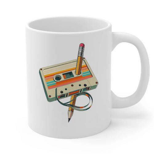 Vintage Pencil Rewind Cassette Tape Nostalgia Party 80s 90s Premium Graphic Print Coffee Mug - Figerry