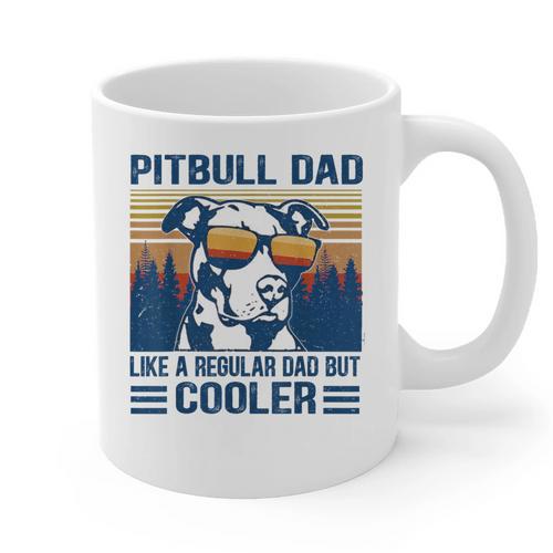 Vintage Pitbull Dad Like A Regular Dad But Cooler Graphic Print Coffee Mug - Father's Day Fun