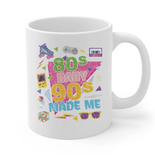 Vintage Retro 80's Baby 90's Made Me 1980s 1990s Nostalgia Premium Tri-Blend Graphic Print Coffee Mug - Figerry