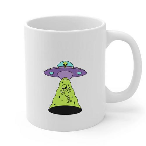 I Wanna Go Home Introvert UFO UAP Flying Saucer Trippy Alien Graphic Print Coffee Mug - Raresse