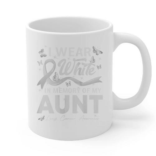 I Wear In Memory Of My Aunt Lung Cancer Graphic Print Coffee Mug - Easessy