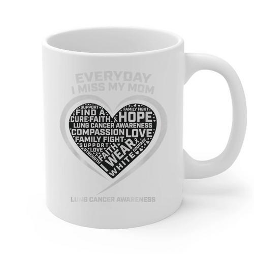 Wear In Memory Of I Miss My Mom Lung Cancer Awareness Premium Graphic Print Coffee Mug - Easessy