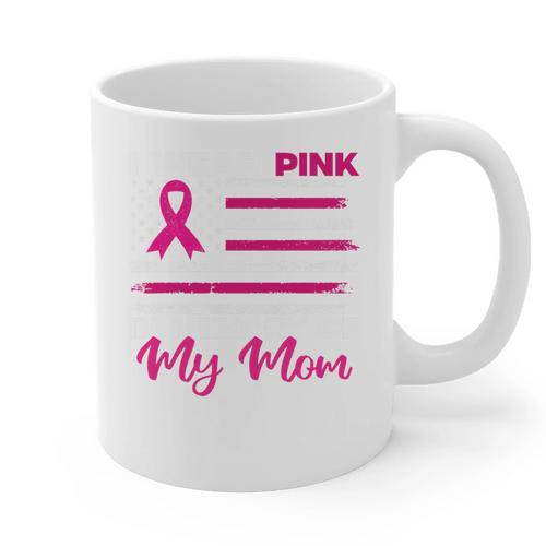 I Wear Pink In Memory Of My Mom Breast Cancer Awareness Premium Tri-Blend Graphic Print Coffee Mug - Easessy
