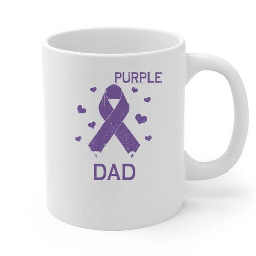 I Wear Purple In Memory Of Dad Pancreatic Cancer Awareness Graphic Print Coffee Mug - Easessy