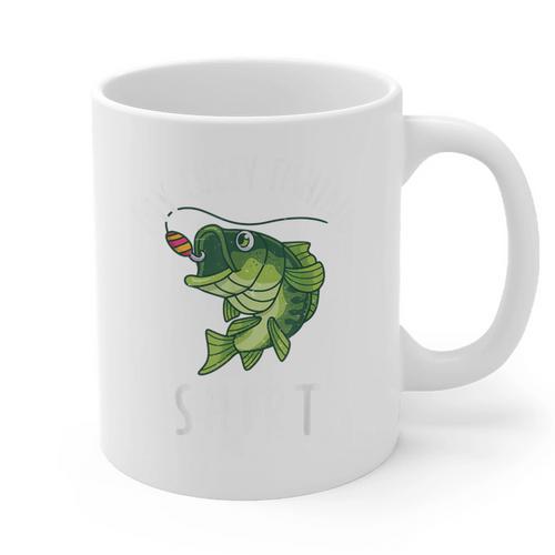 Youth Boy My Lucky Fishing-Shirt Bass Fish Dad Graphic Print Coffee Mug - Father's Day Fun