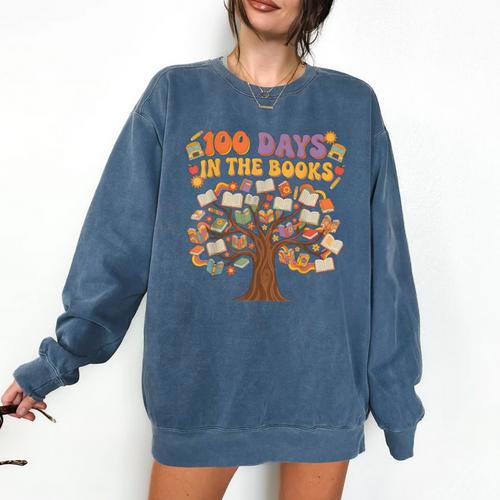 100 Days Of School 100 Days In The Books Librarian Read Comfort Colors Sweatshirt - Bookorys AU