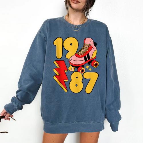 1987 Retro Roller Skate Vintage 80s Nostalgia Collector Comfort Colors Sweatshirt - Figerry