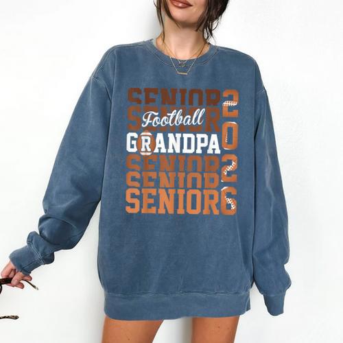 2026 Football Senior Grandpa Graduation Matching Family Comfort Colors Sweatshirt - Best Gift Smart