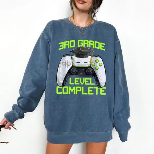 3rd Grade Level Complete Gamer Class Of 2026 Graduation Comfort Colors Sweatshirt - Best Gift Smart