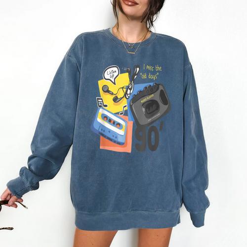 90s Retro Cassette And Walkman Nostalgia Graphic Tee Comfort Colors Sweatshirt - Figerry