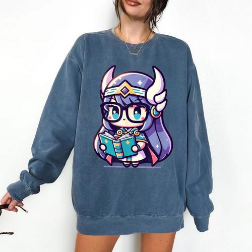 Adorable Book Lover Valkyrie With Reading Glasses Cute Comfort Colors Sweatshirt - Bookorys CA