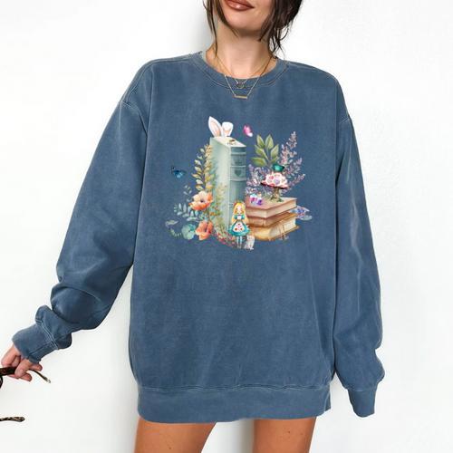 Alice In Wonderland Characters Lewis Carroll Book Lover Comfort Colors Sweatshirt - Bookorys CA