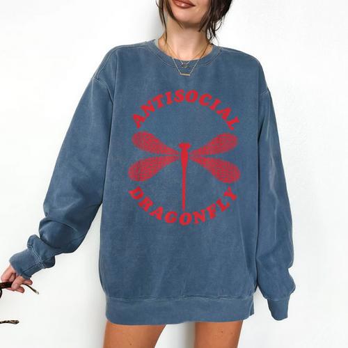 Antisocial Dragonfly Introvert Humor Nature Insect Graphic Comfort Colors Sweatshirt - Raresse