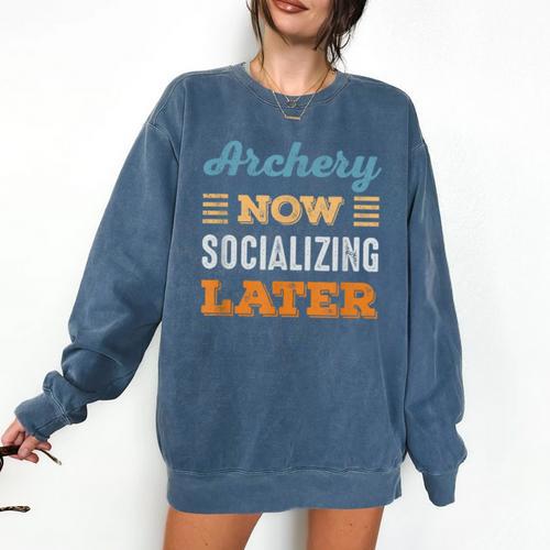 Archery Now Minimal Socializing Introvert Vintage Comfort Colors Sweatshirt - Raresse