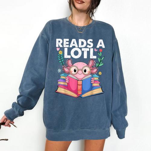 Axolotl Books Readsalotl Reading Bookworm Boys Girls Comfort Colors Sweatshirt - Bookorys