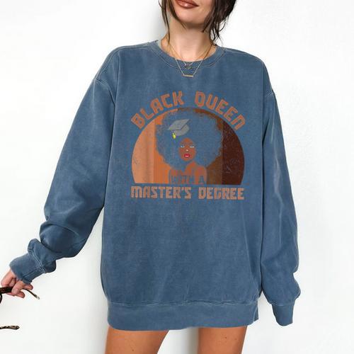 Black Queen With a Masters Degree Melanin Girls Graduation Comfort Colors Sweatshirt - Best Gift Smart