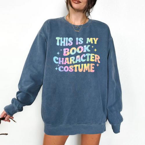 This Is My Book Character Costume Book Lover Groovy Comfort Colors Sweatshirt - Bookorys DE