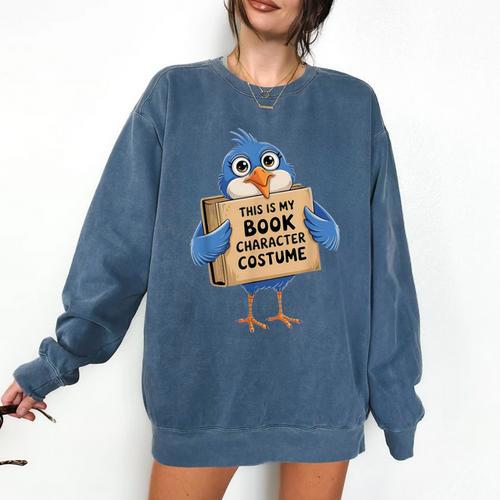 This Is My Book Character Costume Pigeon Kids Reading Comfort Colors Sweatshirt - Bookorys