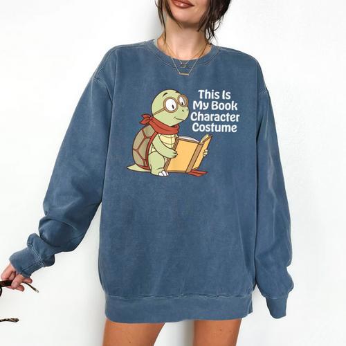 This Is My Book Character Costume Turtle Kids Reading Comfort Colors Sweatshirt - Bookorys