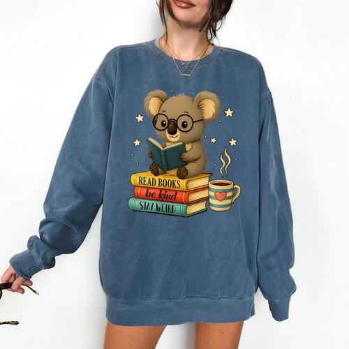 Book Lover Koala Reading Bookish Library Read Books Be Kind Comfort Colors Sweatshirt - Bookorys AU