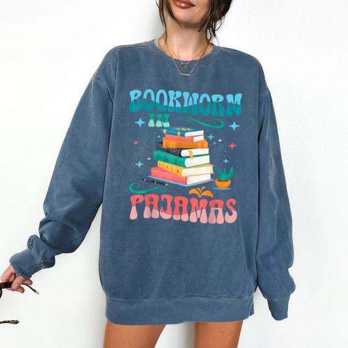 Book Reader Librarian Bookworm In Pajamas Book And Pajama Comfort Colors Sweatshirt - Bookorys UK