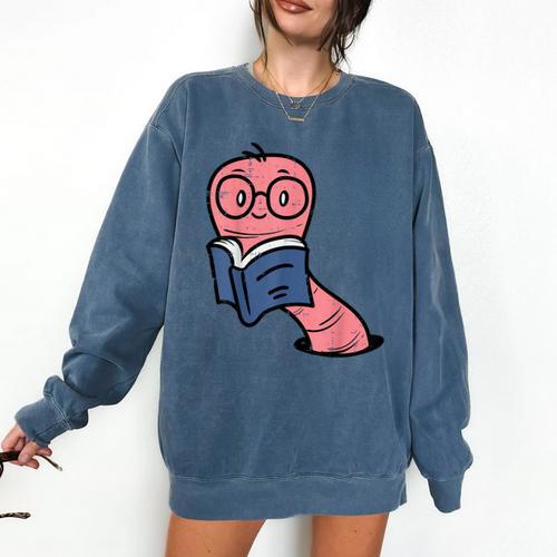 Book Worm Pun Read Reading Librarian America Men Women Kids Comfort Colors Sweatshirt - Bookorys