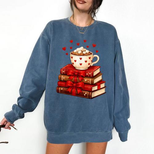 All Booked For Valentine’s Day Reading Teacher Comfort Colors Sweatshirt - Bookorys DE