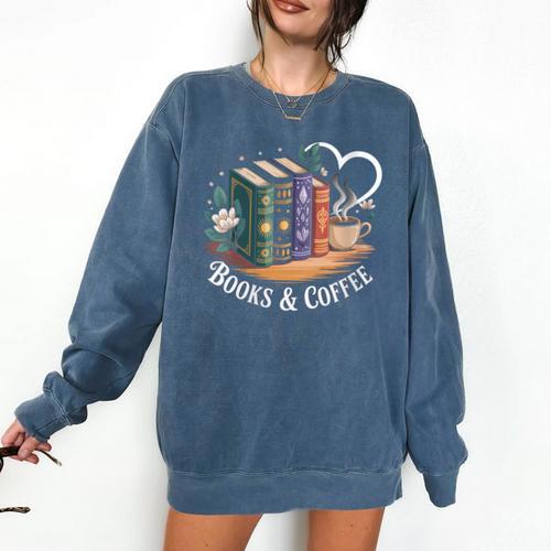 Books And Coffee Book Lover Bookish Green Book Theme Reading Comfort Colors Sweatshirt - Bookorys DE