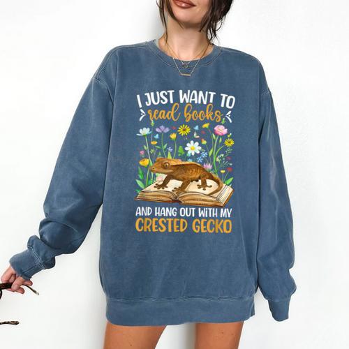 Books And Crested Gecko Owner Crestie Lover Comfort Colors Sweatshirt - Bookorys